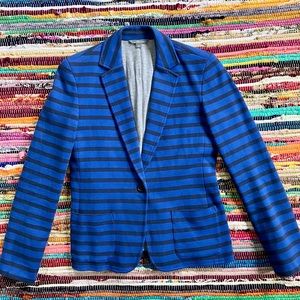 L.L. Bean Signature ~ Blue striped ponte knit blazer